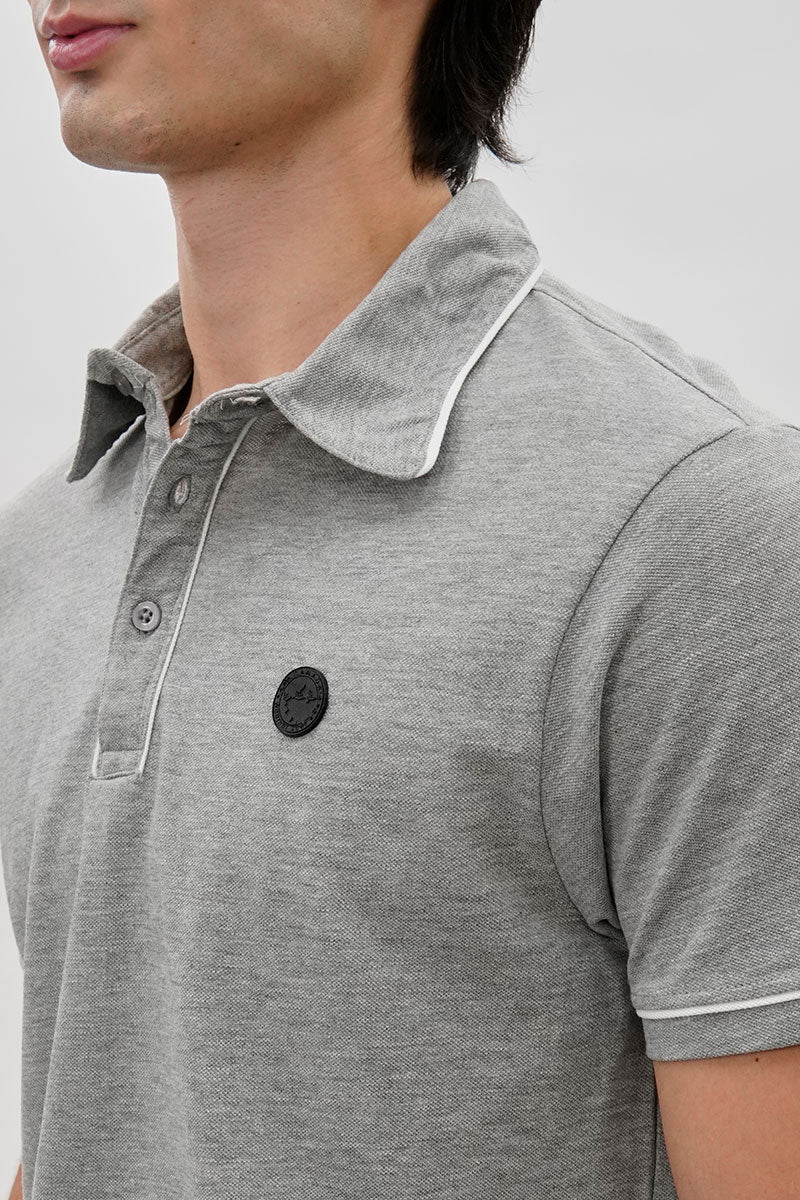 Canada Weather Gear Travel Collection Piping Detail Polo Shirt - Grey - Mens Polo Shirts - Canada Weather Gear