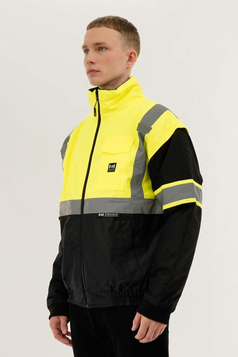 Hi-Vis Colour Block Bomber Jacket - Yellow
