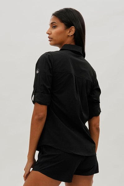 Canada Weather Gear Button Up Utility Shirt - Black - Womens Shirts & Blouses - Canada Weather Gear