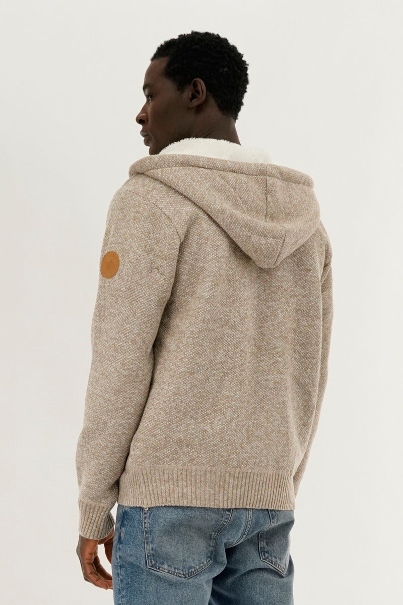 Canada Weather Gear Cable Knit Zip Up Hoodie - Cream - Mens Hoodies & Sweatshirts - Canada Weather Gear