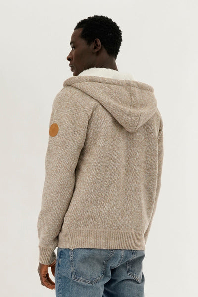 Canada Weather Gear Cable Knit Zip Up Hoodie - Cream - Mens Hoodies & Sweatshirts - Canada Weather Gear