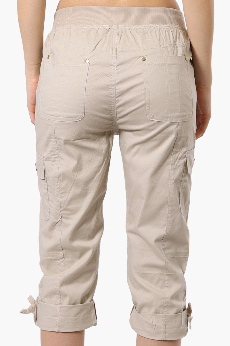 Canada Weather Gear Tie Waist Cargo Capris - Beige - Womens Shorts & Capris - Canada Weather Gear