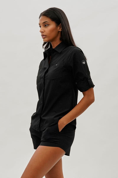 Canada Weather Gear Button Up Utility Shirt - Black - Womens Shirts & Blouses - Canada Weather Gear