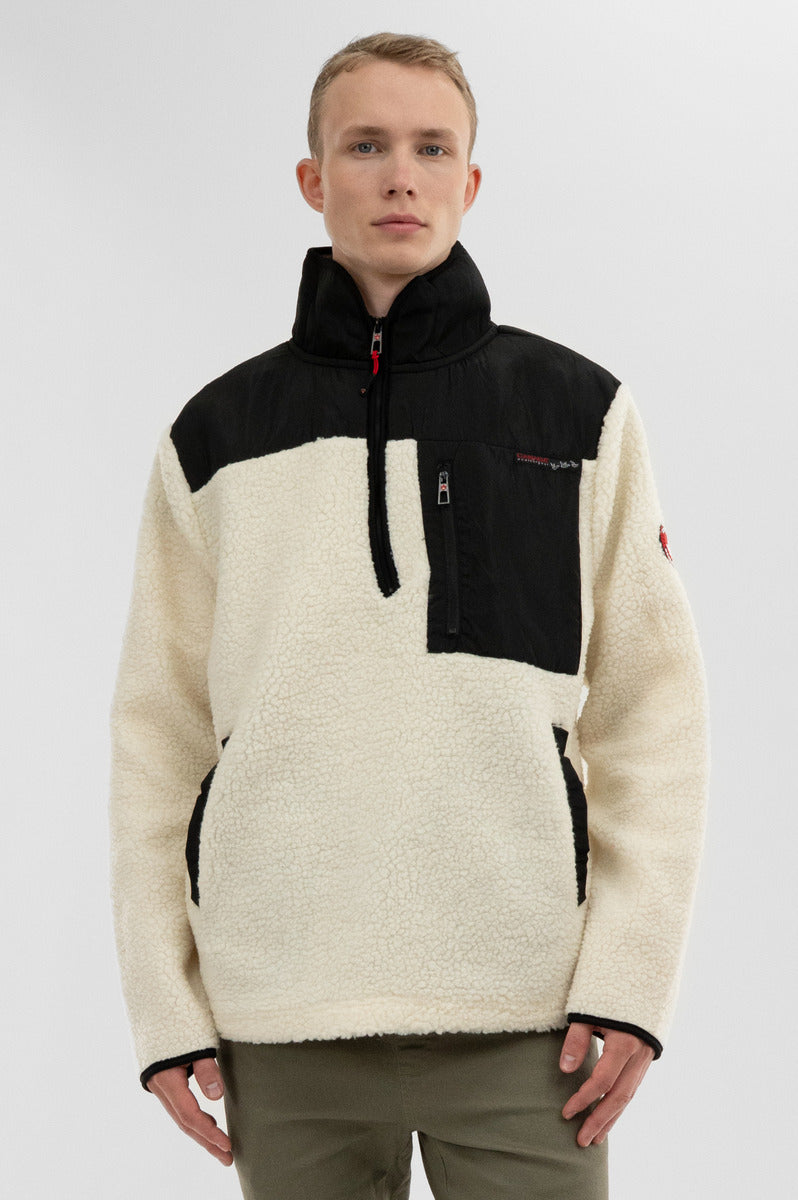 Canada Weather Gear Sherpa Fleece Pullover Sweater - Cream - Mens Pullover Sweaters - Canada Weather Gear