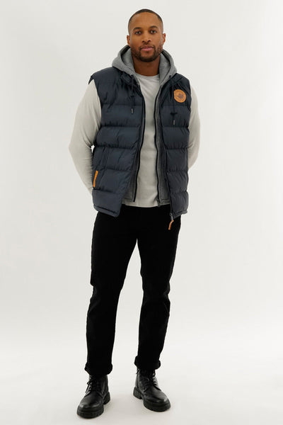Canada Weather Gear Hooded Puffer Vest - Navy - Mens Vests - Canada Weather Gear