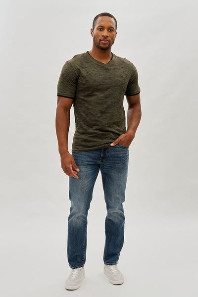 Canada Weather Gear Vintage Patterned V-Neck Tee - Olive - Mens Tees & Tank Tops - Canada Weather Gear