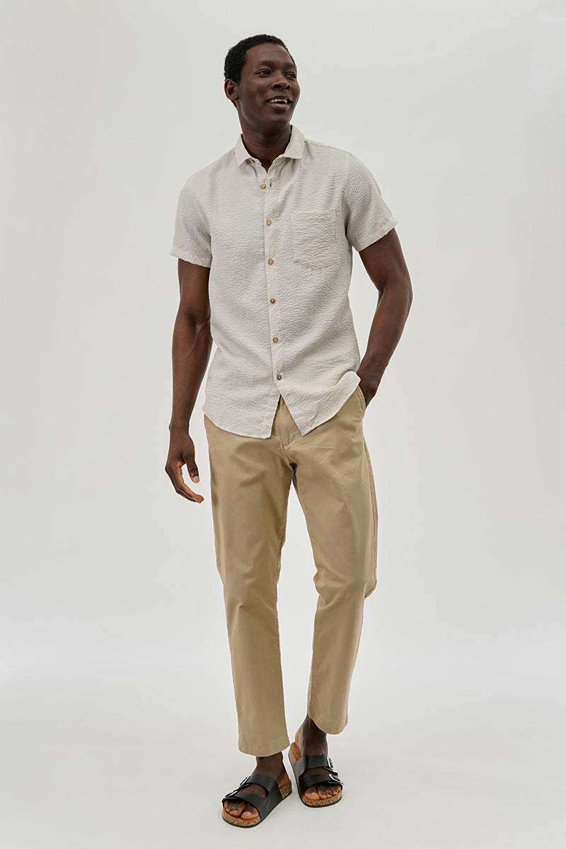 Canada Weather Gear Vintage Textured Button Up Casual Shirt - Cream - Mens Casual Shirts - International Clothiers