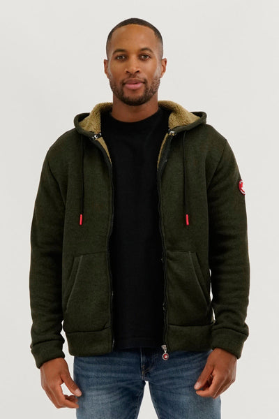Canada Weather Gear Sherpa Lined Lightweight Jacket - Olive - Mens Lightweight Jackets - Canada Weather Gear