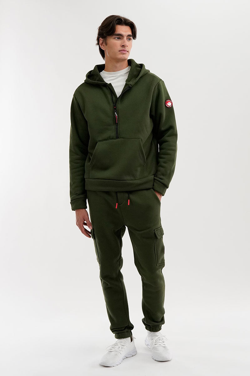 Canada Weather Gear Fleece Half Zip Hoodie - Olive