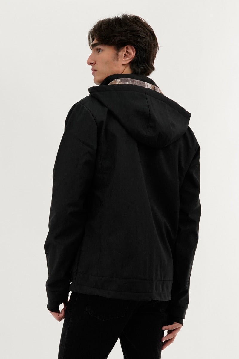 Canada Work Gear Wood Camo Lined Lightweight Jacket - Black - Mens Lightweight Jackets - Canada Weather Gear