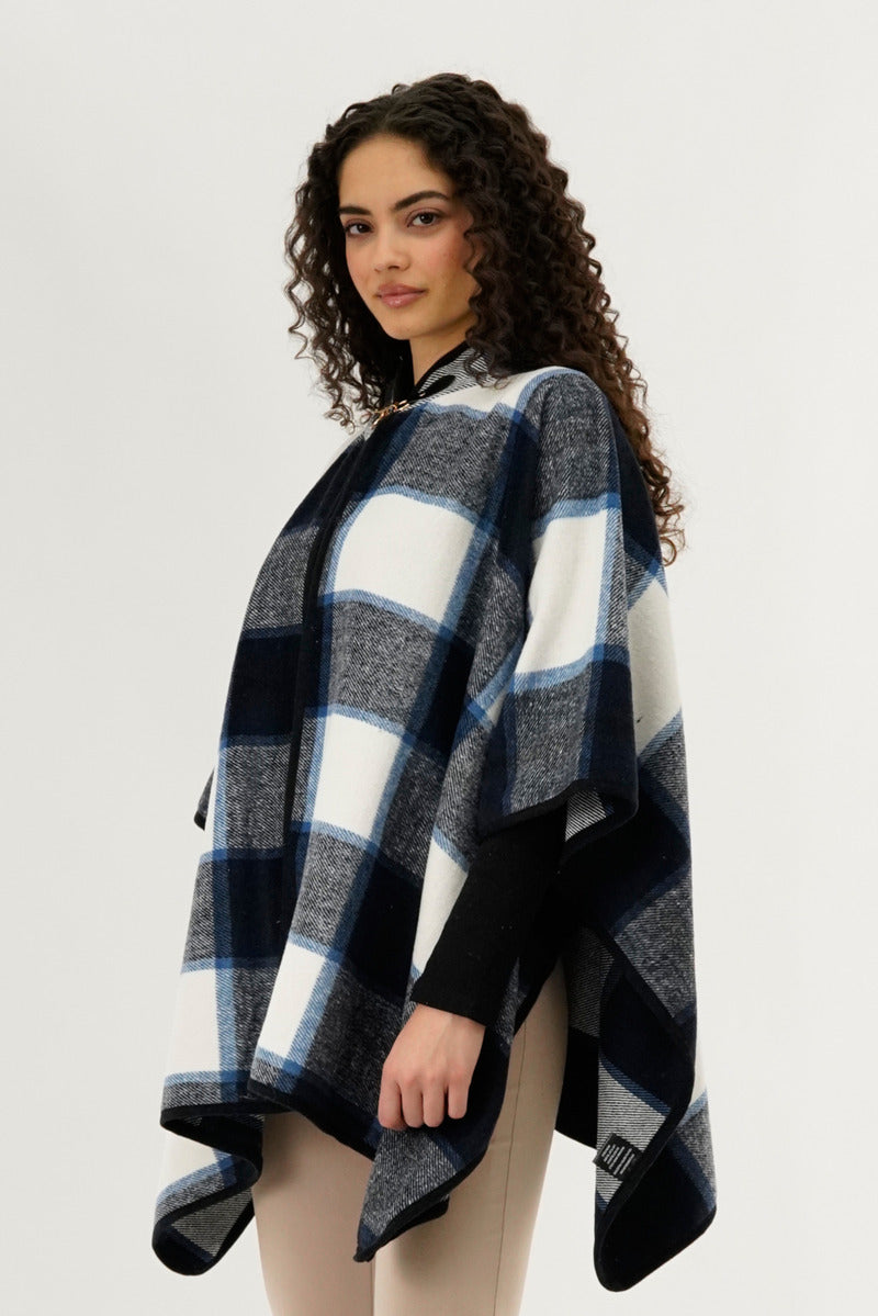 Canada Weather Gear Plaid Poncho - Blue - Womens Ponchos - Canada Weather Gear