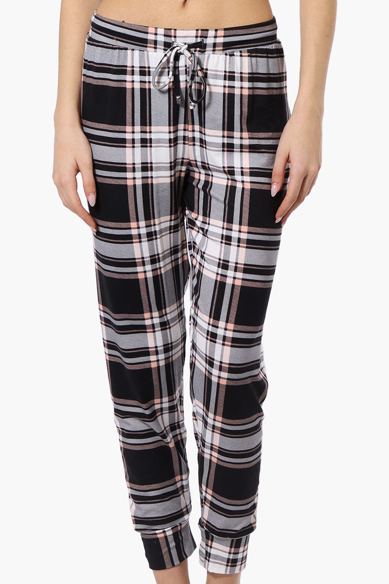 Canada Weather Gear Plaid Tie Waist Pajama Bottoms - Black - Womens Pajamas - Canada Weather Gear