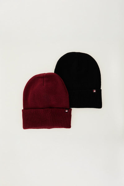 Canada Weather Gear Two-Pack Knit Hat - Burgundy - Mens Hats - Canada Weather Gear