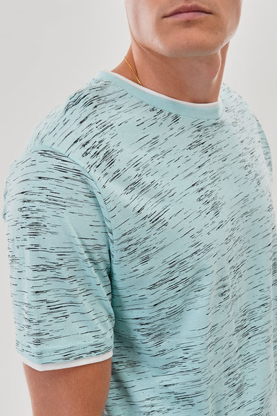 Canada Weather Gear Vintage Patterned Crewneck Tee - Aqua - Mens Tees & Tank Tops - Canada Weather Gear