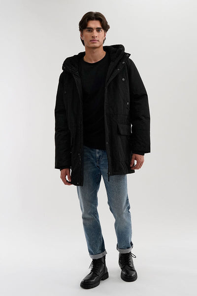 Canada Weather Gear Sherpa Lined Hood Parka Jacket - Black