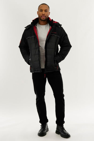 Super Triple Goose Contrast Lining Puffer Bomber Jacket - Red - Mens Bomber Jackets - Canada Weather Gear