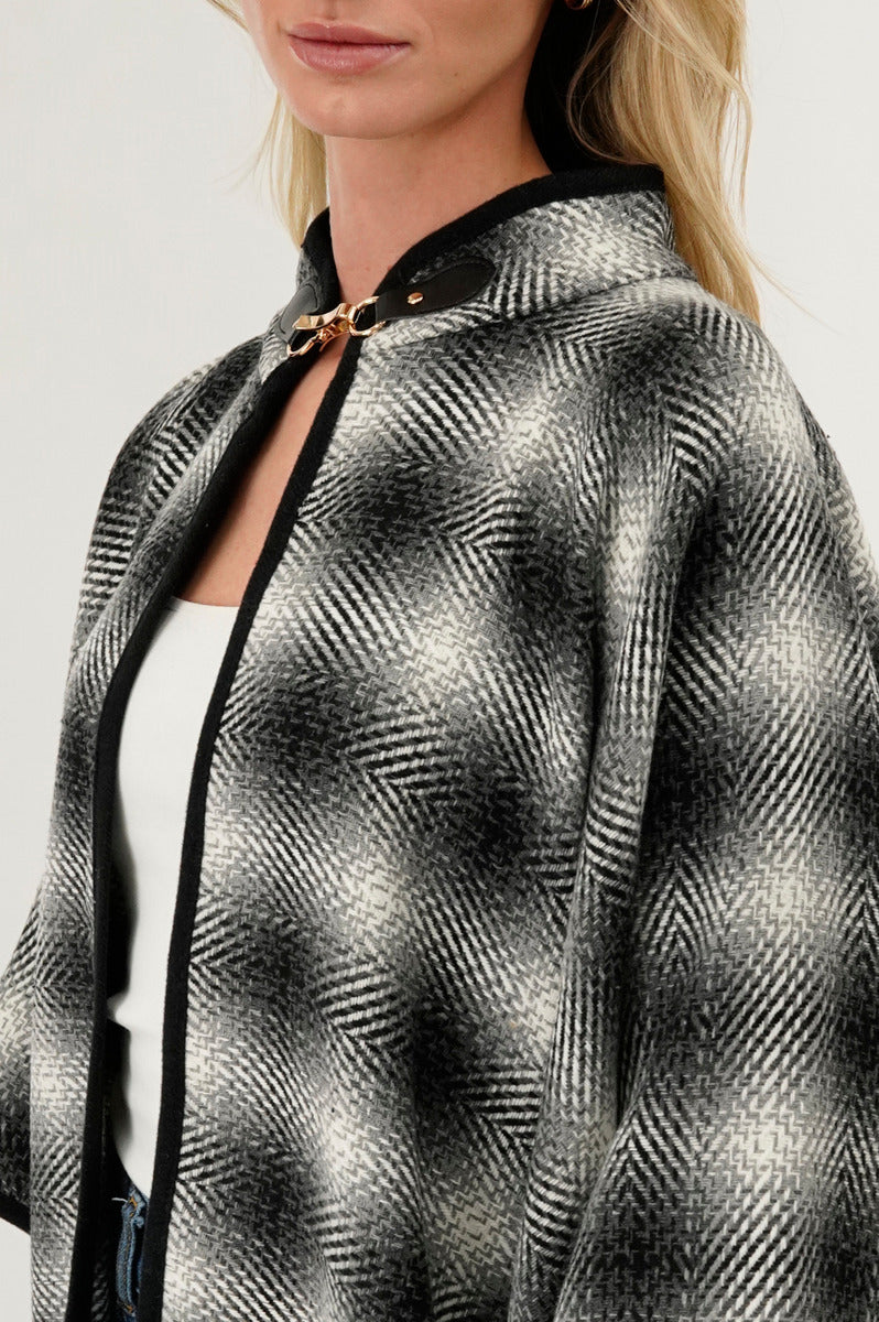 Canada Weather Gear Plaid Poncho - Grey - Womens Ponchos - Canada Weather Gear