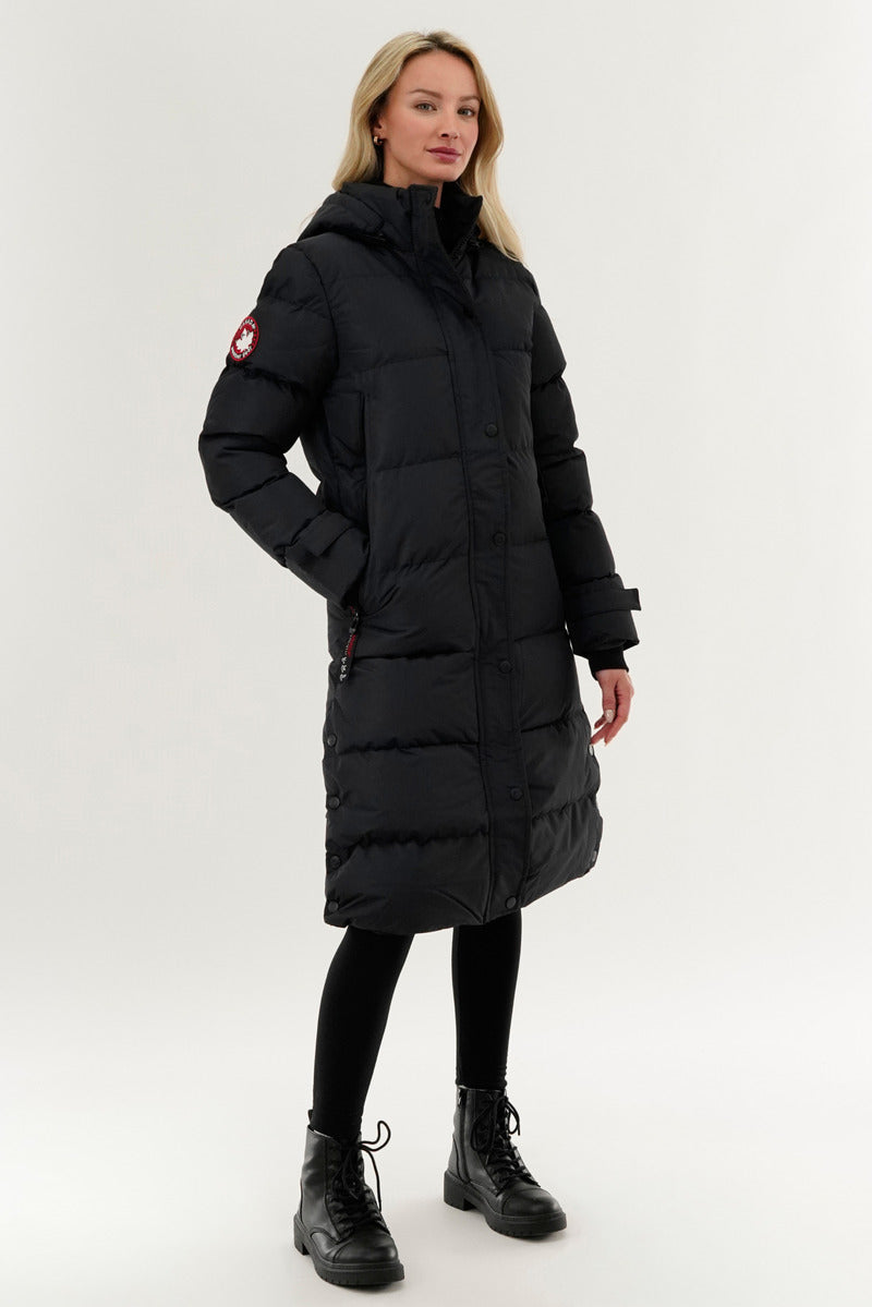 Canada Weather Gear Quilted Maxi Parka Jacket - Navy - Womens Parka Jackets - Canada Weather Gear