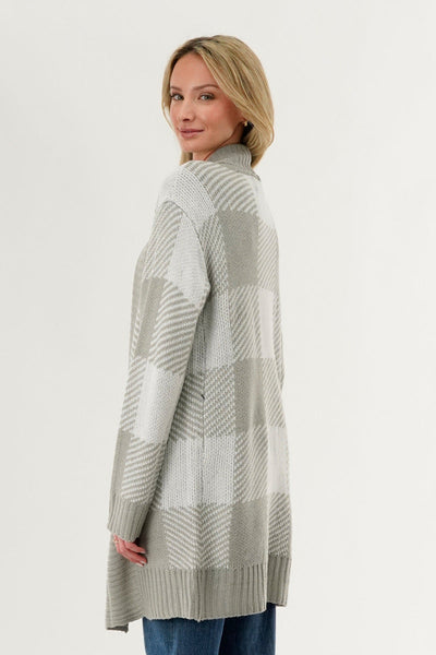 Canada Weather Gear Plaid Fold Over Wrap Cardigan - Grey - Womens Cardigans - Canada Weather Gear