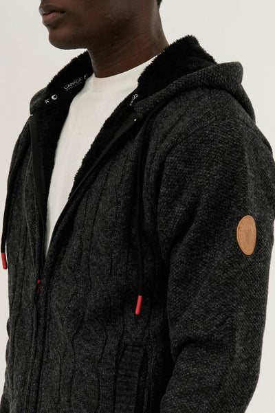 Canada Weather Gear Cable Knit Zip Up Hoodie - Grey - Mens Hoodies & Sweatshirts - Canada Weather Gear