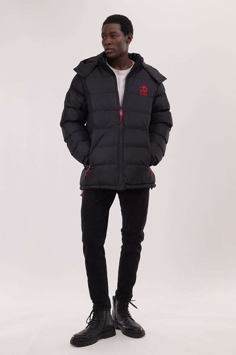 Super Triple Goose Zip Off Sleeve Bomber Jacket - Black