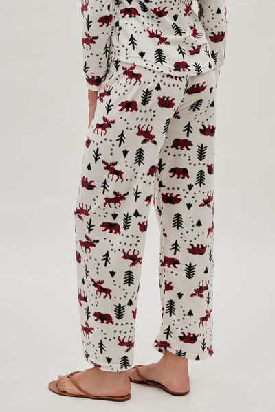 Canada Weather Gear Winter Print Wide Leg Pajama Pants - White - Womens Pajamas - Fairweather