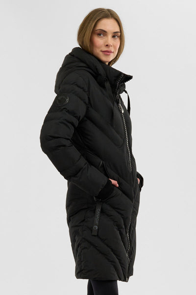 Canada Weather Gear Chevron Quilted Long Parka Jacket - Black - Womens Parka Jackets - Canada Weather Gear
