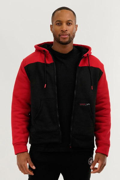 Canada Weather Gear Colour Block Sherpa Lined Lightweight Jacket - Red - Mens Lightweight Jackets - Canada Weather Gear