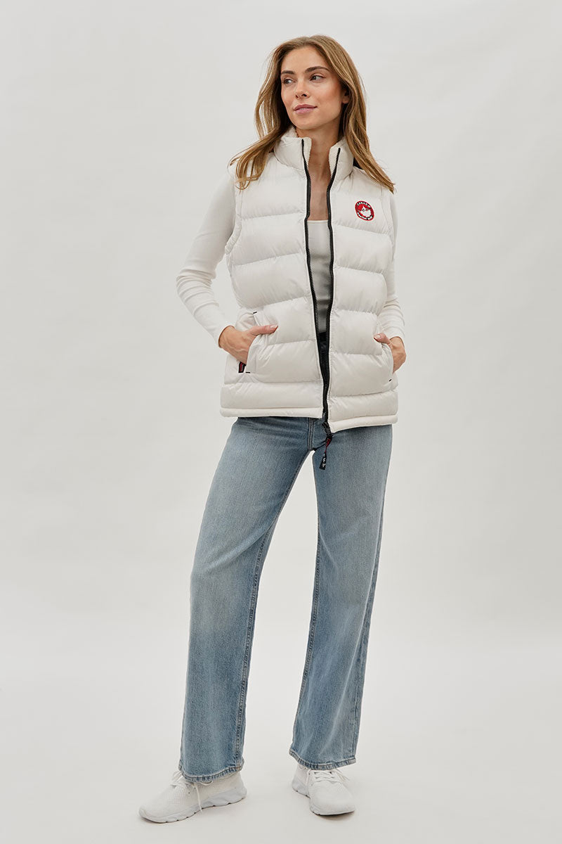 Canada Weather Gear Fleece Lined Collar Puffer Vest White