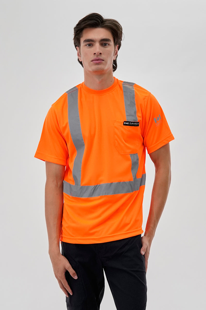 Canada Work Gear Hi-Vis Short Sleeve Tee - Orange - Mens Tees & Tank Tops - Canada Weather Gear