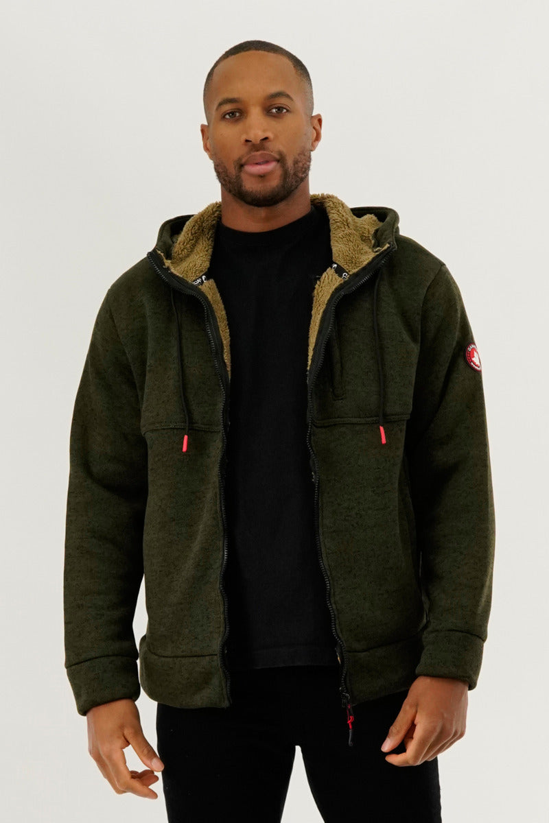 Canada Weather Gear Sherpa Lined Lightweight Jacket - Olive - Mens Lightweight Jackets - Canada Weather Gear