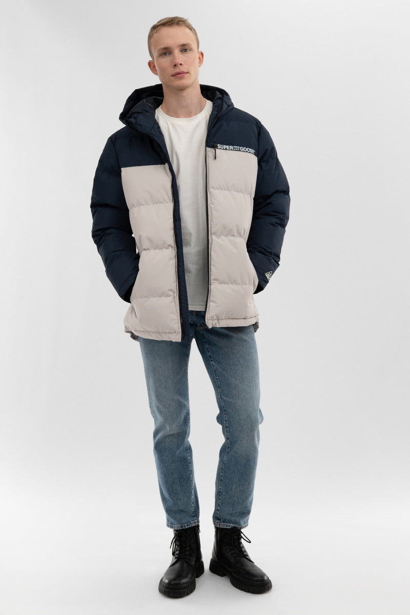 Super Triple Goose Colour Block Bomber Jacket - Stone