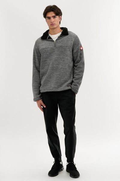 Canada Weather Gear Sherpa Lined 1/4 Zip Pullover Sweater - Grey - Mens Pullover Sweaters - Canada Weather Gear