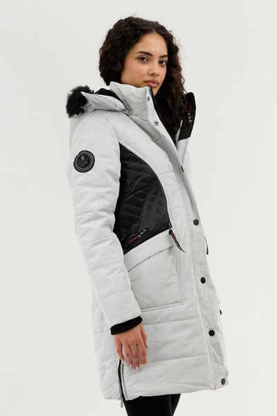 Canada Weather Gear Vegan Leather Insert Parka Jacket - Stone - Womens Parka Jackets - Canada Weather Gear