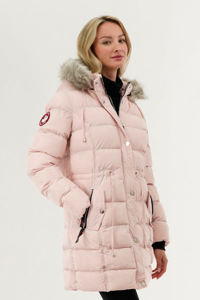 Canada Weather Gear Tie Waist Puffer Parka Jacket - Pink - Womens Parka Jackets - Canada Weather Gear