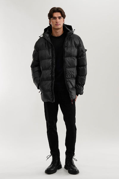 Canada Weather Gear Grid Pattern Puffer Parka Jacket - Black