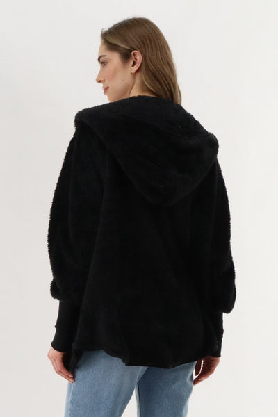 Canada Weather Gear Open Front Teddy Cardigan - Black - Womens Cardigans - Canada Weather Gear