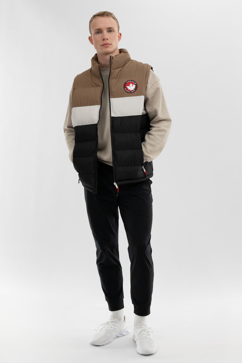 Canada Weather Gear Colour Block Puffer Vest - Taupe