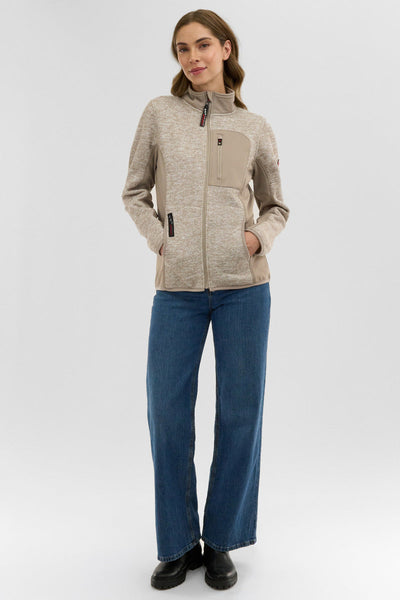 Canada Weather Gear Fleece Zip Up Lightweight Jacket - Cream - Womens Lightweight Jackets - Canada Weather Gear