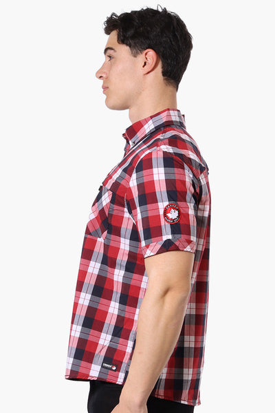 Canada Weather Gear Plaid Button Up Casual Shirt - Red - Mens Casual Shirts - Canada Weather Gear