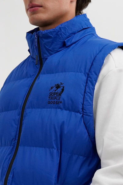 Super Triple Goose Zip Off Sleeve Bomber Jacket - Blue
