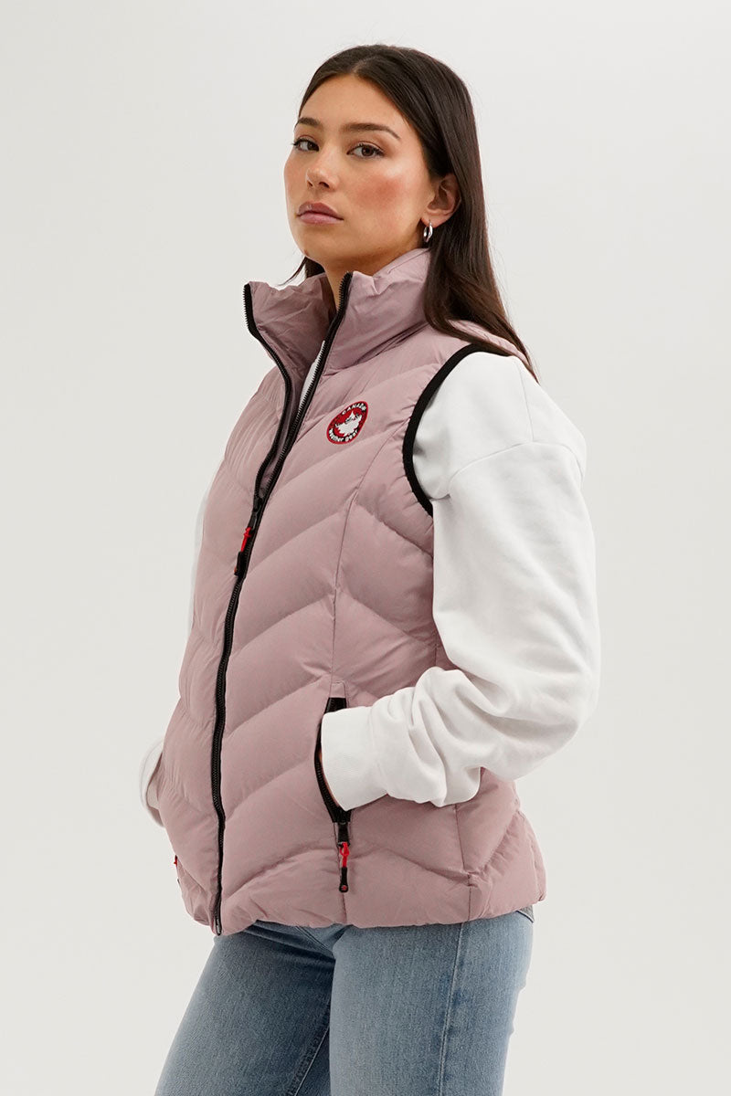 Canada Weather Gear Chevron Bubble Vest - Pink - Womens Vests - Canada Weather Gear