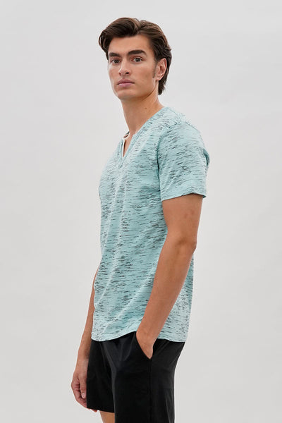 Canada Weather Gear Vintage Short Sleeve Henley Tee - Aqua - Mens Tees & Tank Tops - Canada Weather Gear