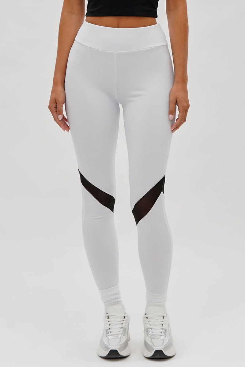 Super Triple Goose Mesh Detail Leggings - White - Womens Leggings - Canada Weather Gear