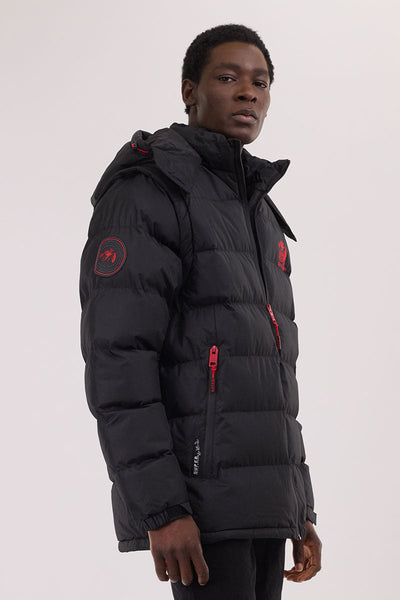 Super Triple Goose Zip Off Sleeve Bomber Jacket - Black