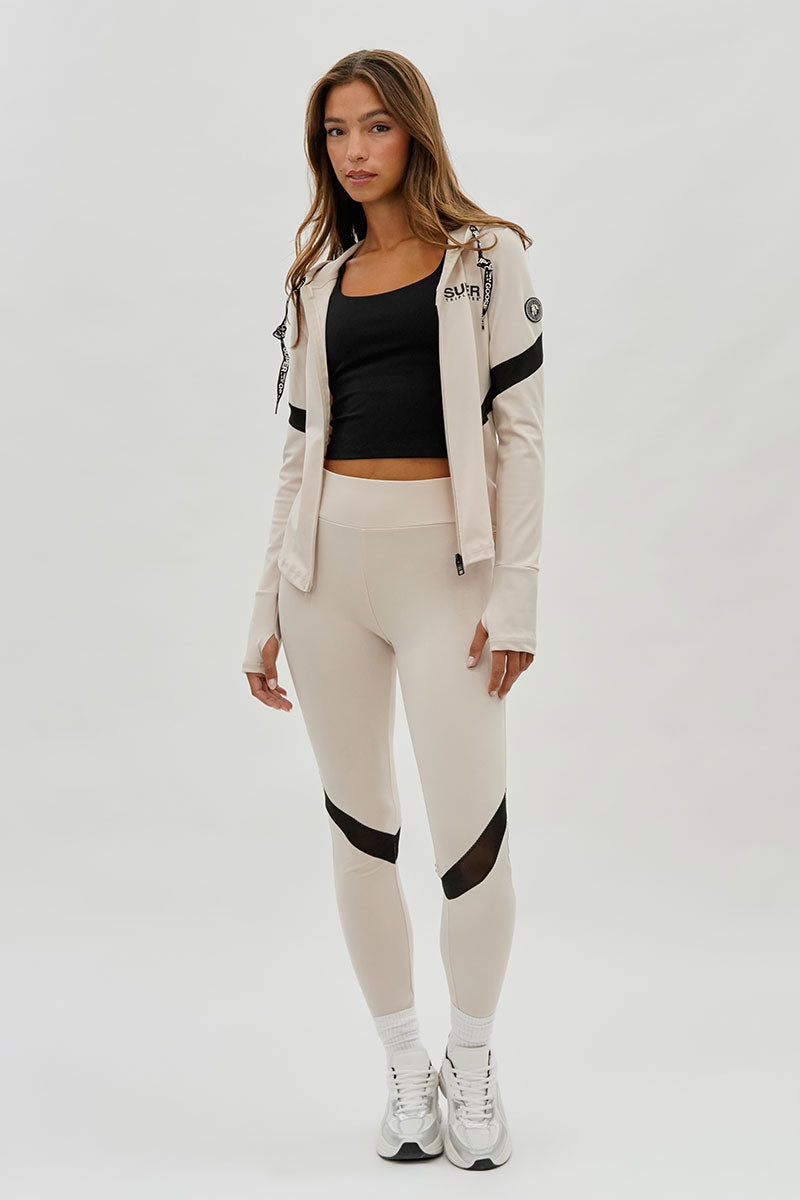 Super Triple Goose Mesh Detail Leggings - Beige - Womens Leggings - Canada Weather Gear