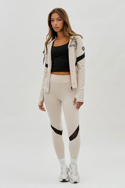 Super Triple Goose Mesh Detail Leggings - Beige - Womens Leggings - Canada Weather Gear