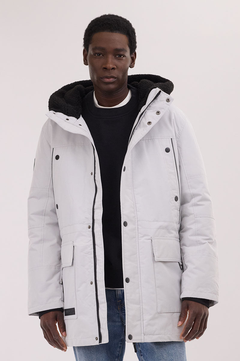 Canada Weather Gear Sherpa Lined Hood Parka Jacket - White