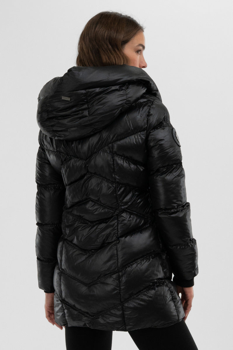 Canada Weather Gear Chevron Quilted Parka Jacket - Black