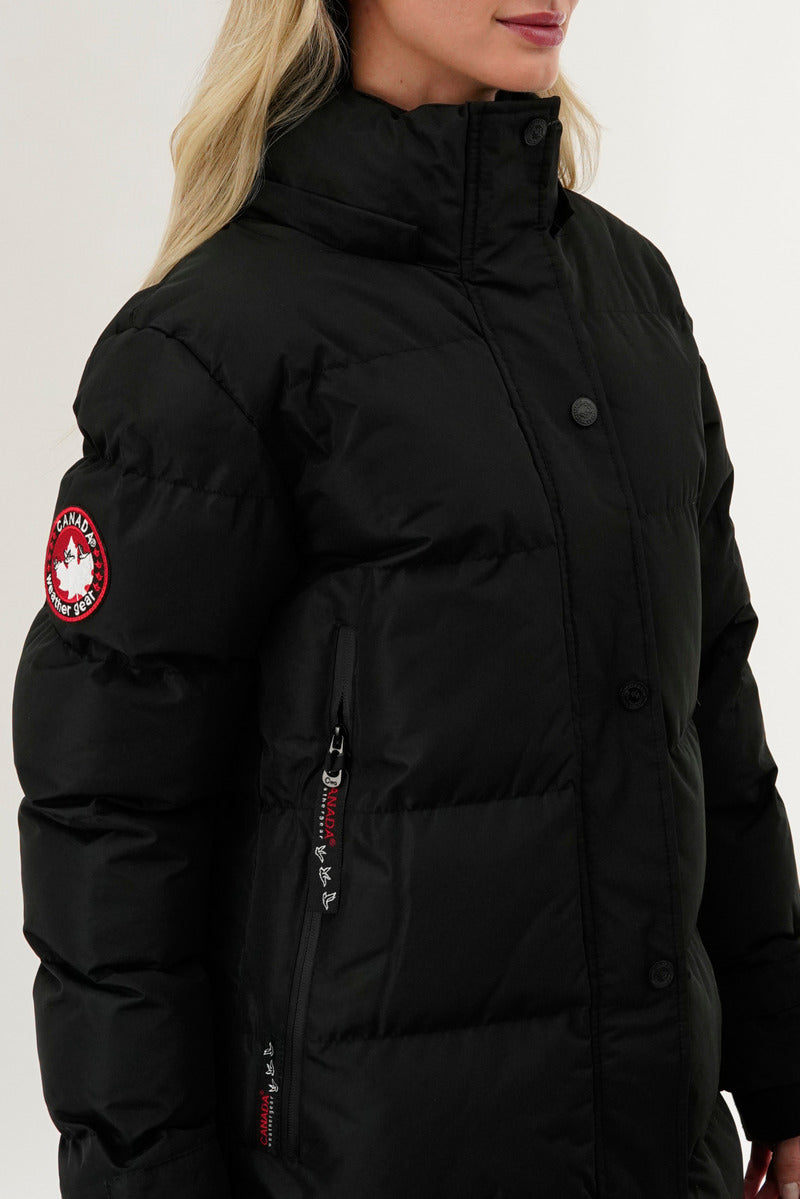 Canada Weather Gear Quilted Maxi Parka Jacket - Black - Womens Parka Jackets - Canada Weather Gear